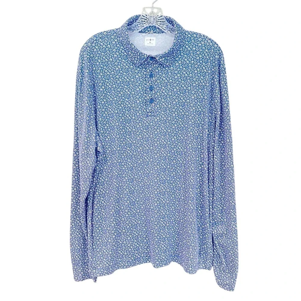 J.‎ Crew Long Sleeve Performance Polo Shirt COOLMAX Technology Men's XL Blue